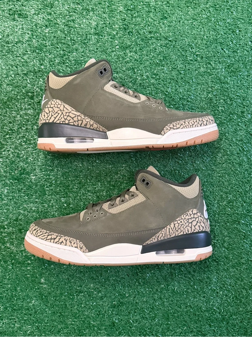 Jordan 3 Retro Olive Green Nubuck Men's Sneakers
